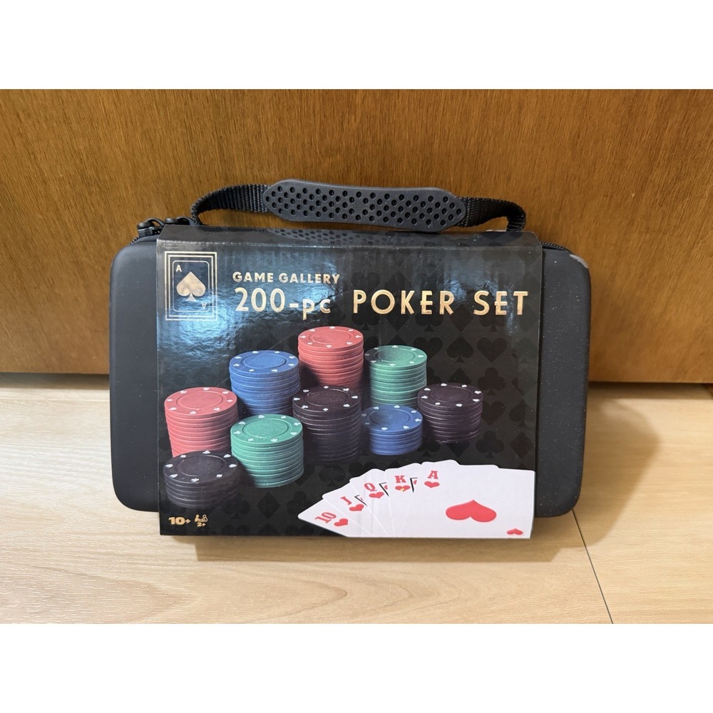 Game Gallery 200-Piece Poker Set w/ Chips & Playing Cards, Zippered Case